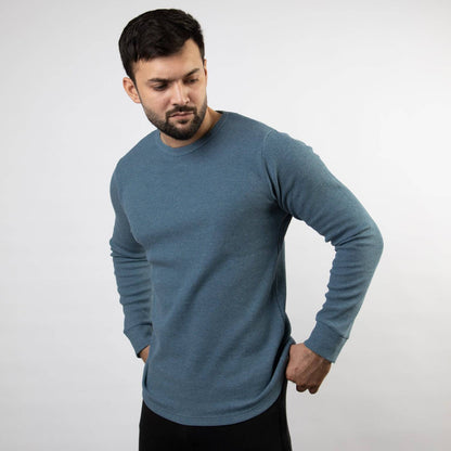 Powder Blue Thermal Full Sleeves Waffle-Knit - Valetica Sports