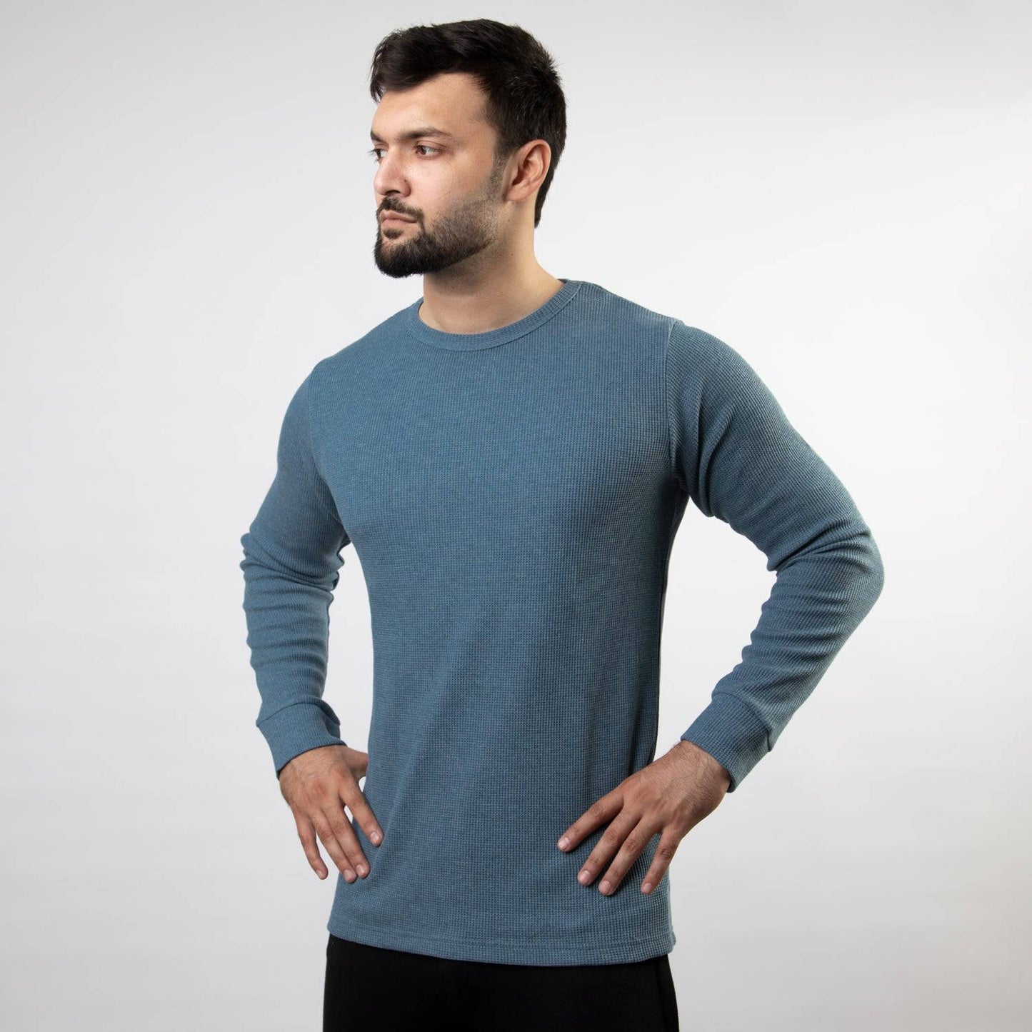 Powder Blue Thermal Full Sleeves Waffle-Knit - Valetica Sports