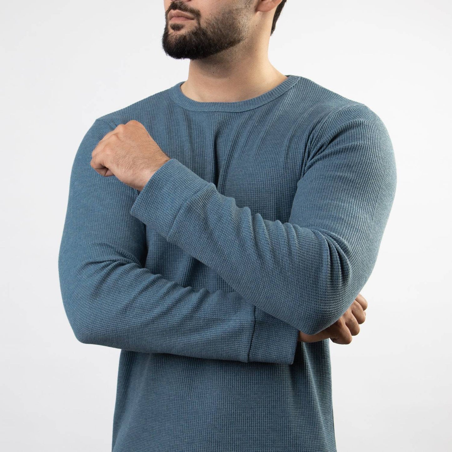 Powder Blue Thermal Full Sleeves Waffle-Knit - Valetica Sports