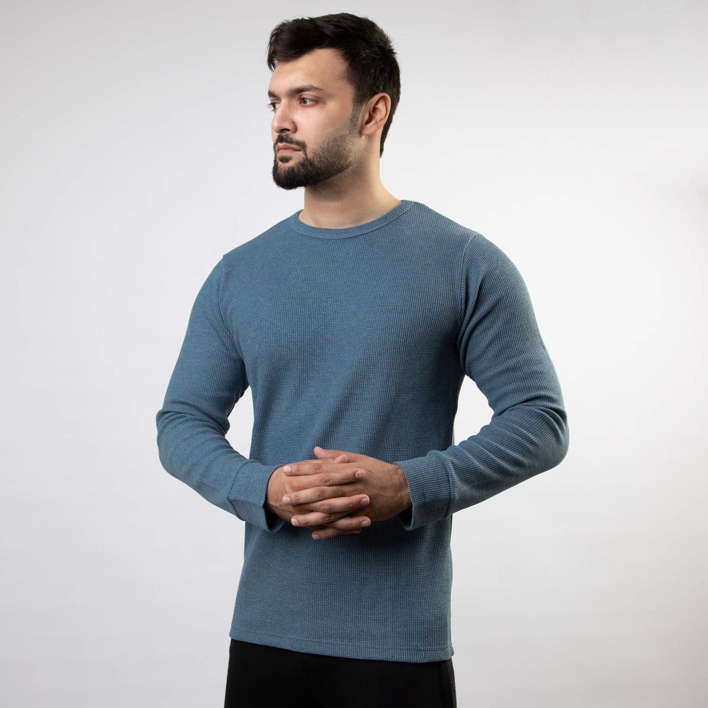 Powder Blue Thermal Full Sleeves Waffle-Knit - Valetica Sports