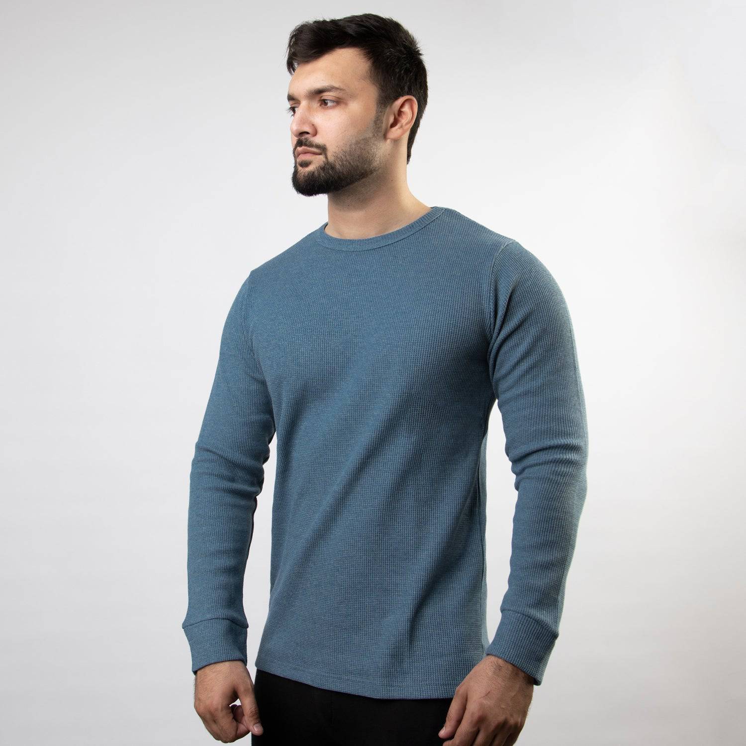 Powder Blue Thermal Full Sleeves Waffle-Knit - Valetica Sports