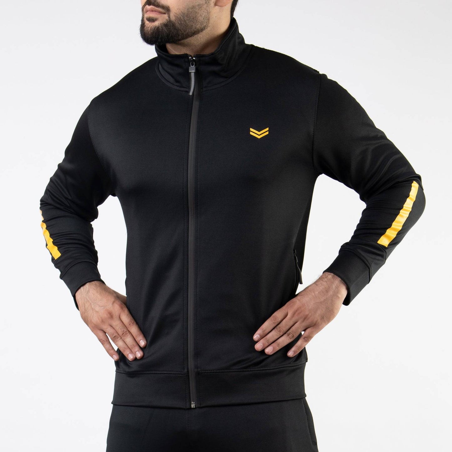 Premium Black Hyper Series Lycra Jacket with Yellow Detailing - Valetica Sports