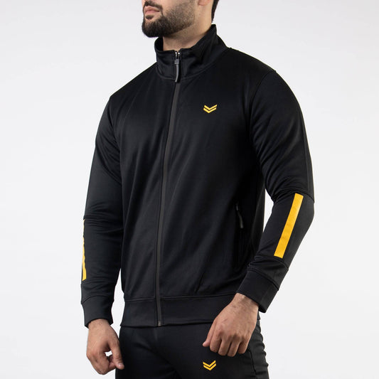 Premium Black Hyper Series Lycra Jacket with Yellow Detailing - Valetica Sports