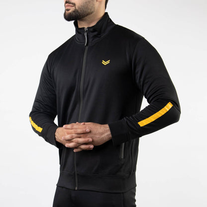 Premium Black Hyper Series Lycra Jacket with Yellow Detailing - Valetica Sports