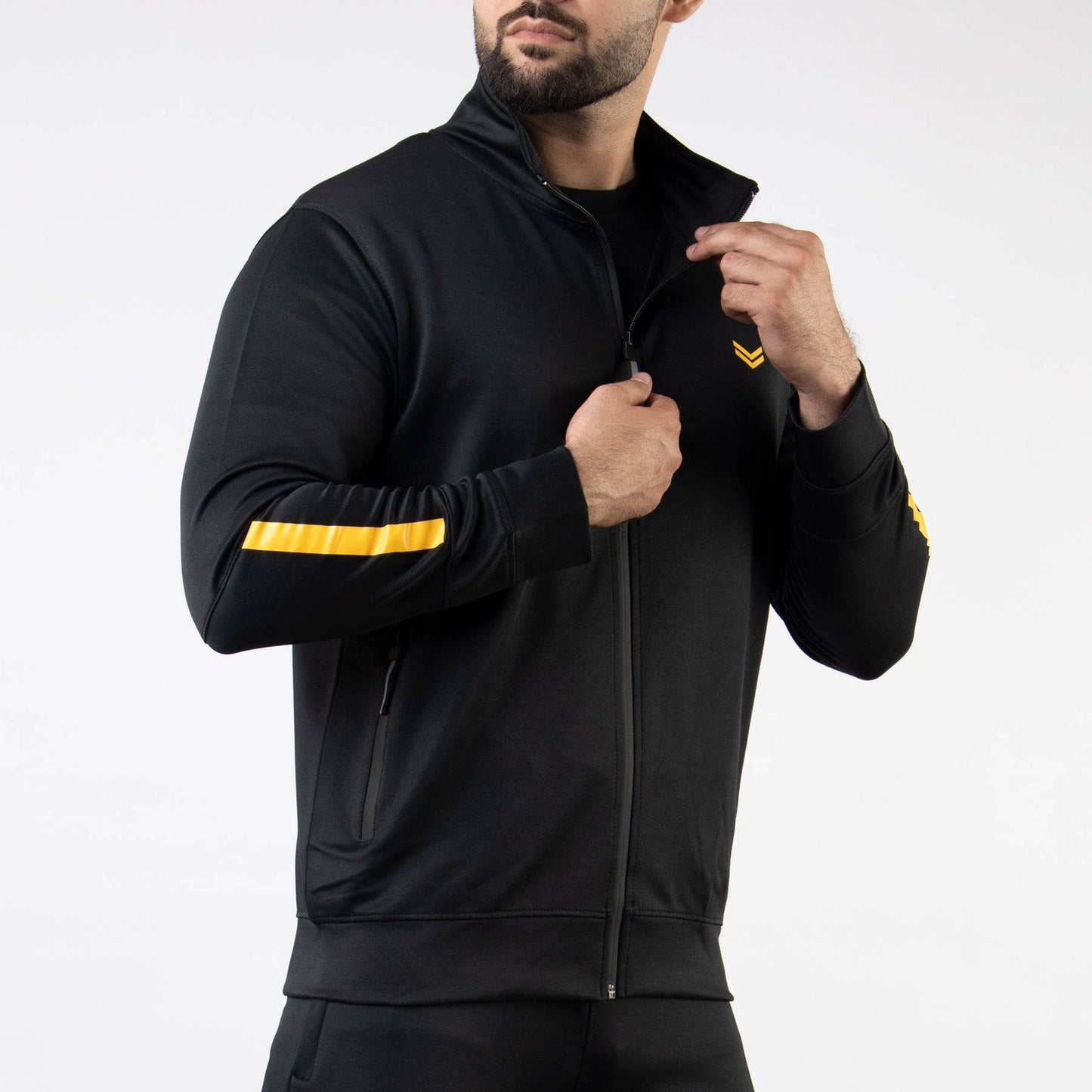 Premium Black Hyper Series Lycra Jacket with Yellow Detailing - Valetica Sports