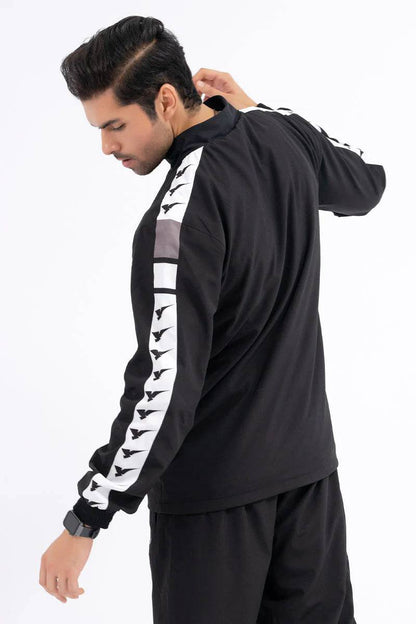 Pro Black Track Men's Zipper with White Stripes