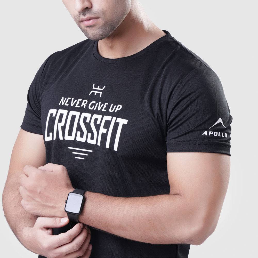 Sports T Shirt Mens Polyester Mesh – Black - Valetica Sports