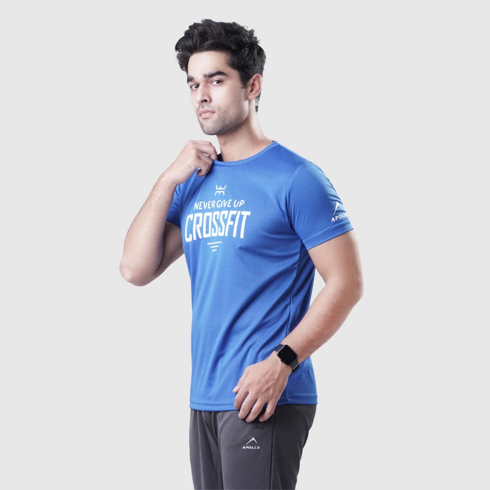 Sports T Shirt Mens Polyester Mesh – Blue - Valetica Sports