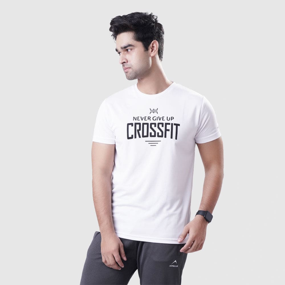Sports T Shirt Mens Polyester Mesh  – White - Valetica Sports