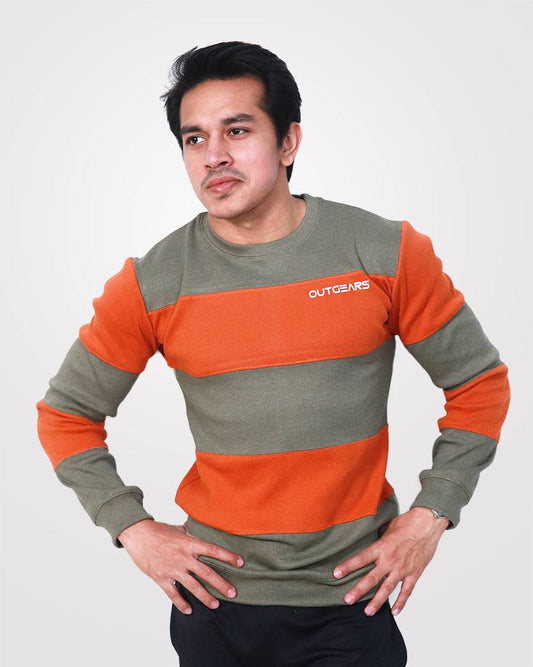 Sweat Shirt Stripes Orange & Gray - Valetica Sports
