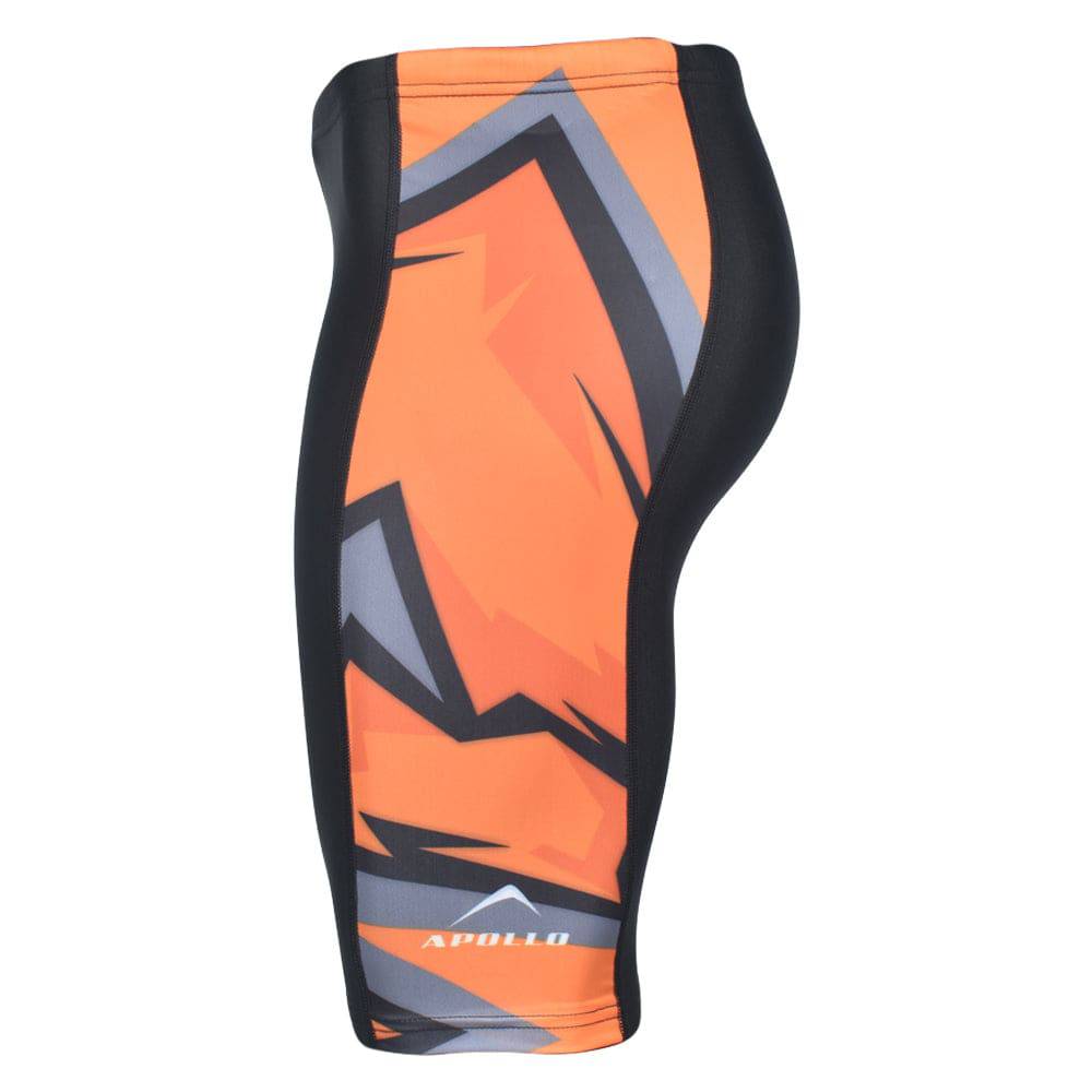 Swimming Jammer Short Mens Skinfit Black/Orange - Valetica Sports