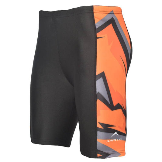 Swimming Jammer Short Mens Skinfit Black/Orange - Valetica Sports