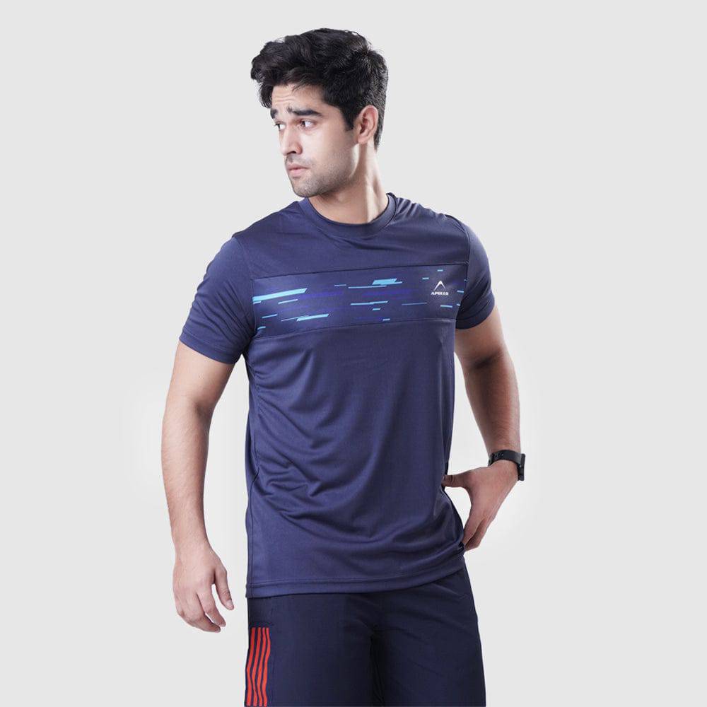 T Shirt Mens Interlock – Navy - Valetica Sports