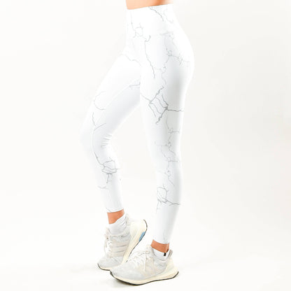 White Marble Seamless Leggings - Valetica Sports