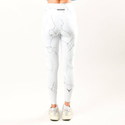 White Marble Seamless Leggings - Valetica Sports