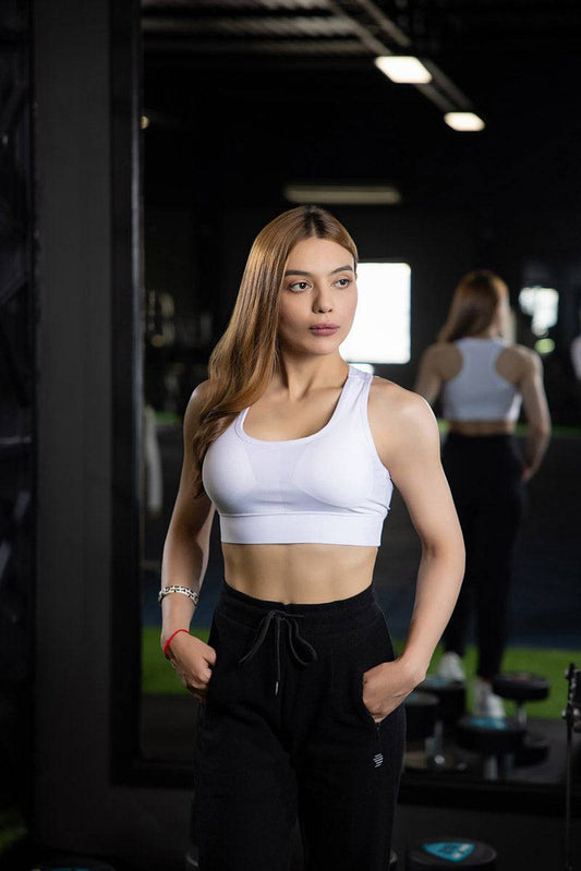 White padded sports bra