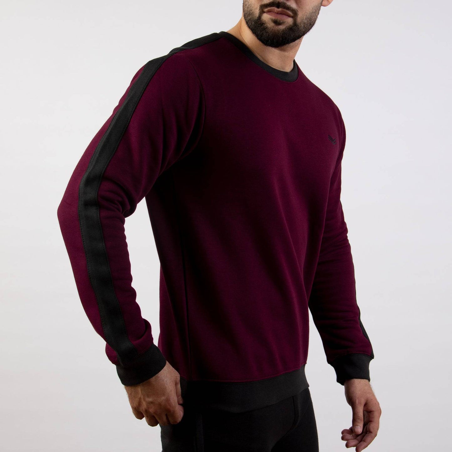 Wine Fleece Sweatshirt With Black Panels - Valetica Sports