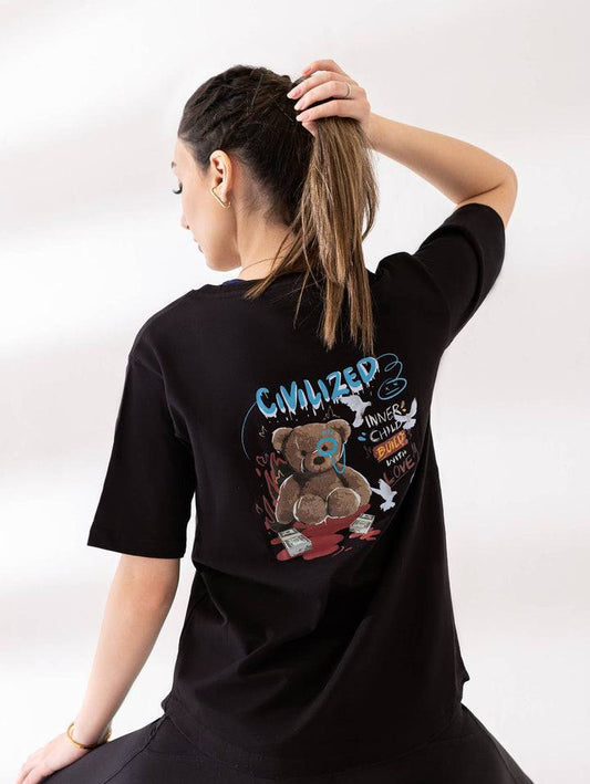 Women's Black Halcyon Oversized Graphic T-Shirt