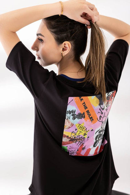 Women's Black Halcyon Oversized Graphic T-Shirt