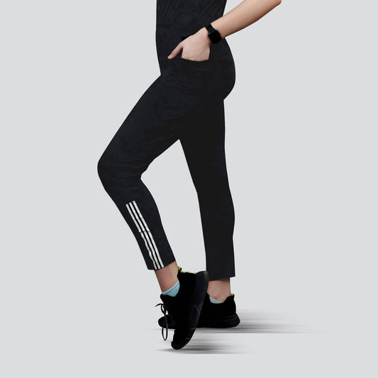 Women's Camo Workout High-Waisted Stretchable Leggings - Black - Valetica Sports