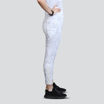 Women's Camo Workout High-Waisted Stretchable Leggings - White - Valetica Sports