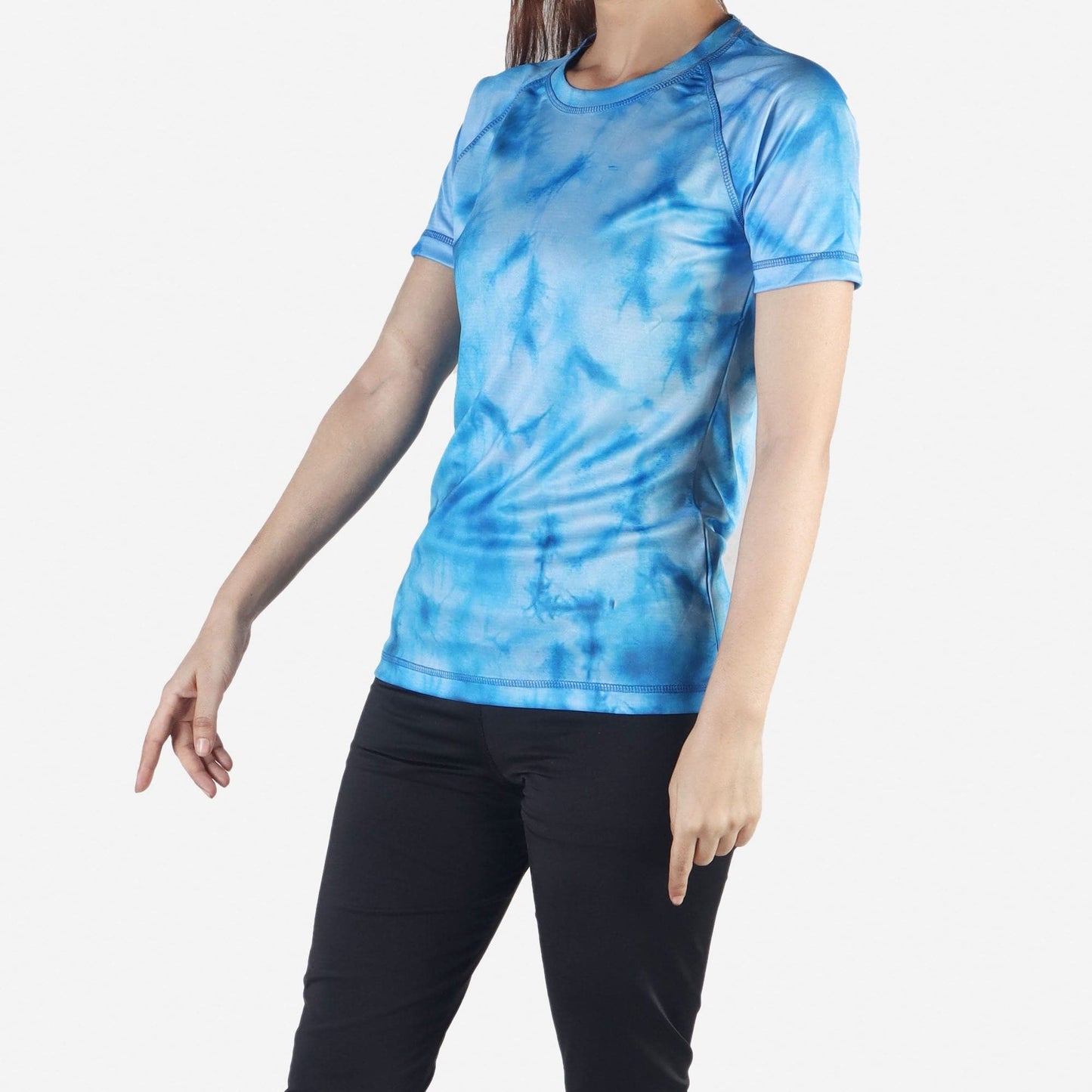 Women’s Short Sleeve Workout Activewear T-Shirt - Blue - Valetica Sports