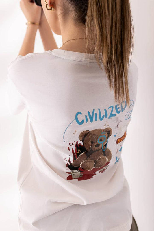 Women's White Halcyon Oversized Graphic T-Shirt