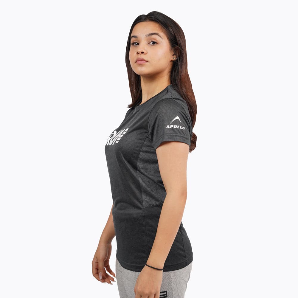 Women Sports T-shirt Polyester  black - Valetica Sports