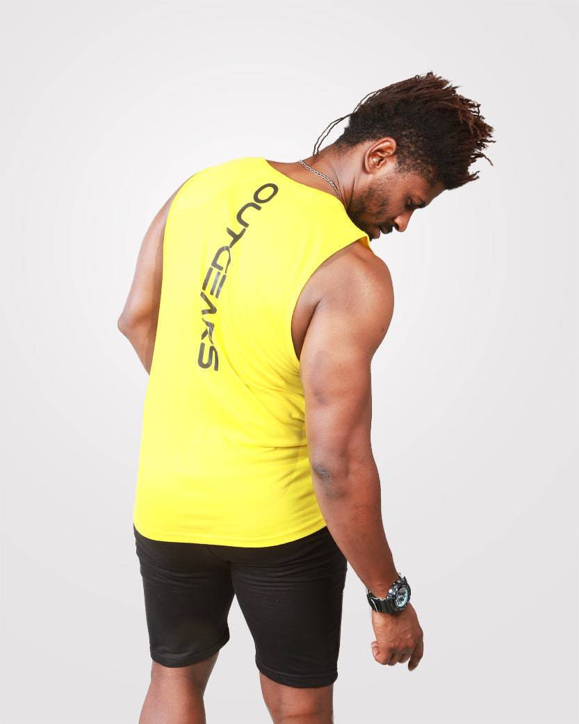 Yellow Mens Gym Tank Top - Valetica Sports